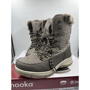 Chooka Women's Belltown Taupe Brown Mid Faux Fur Insulated Winter Snow Boots 9